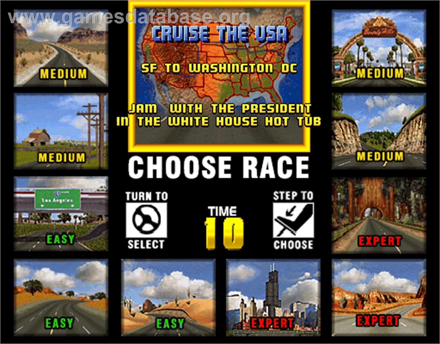 Cruis'n USA - Arcade - Artwork - Select Screen