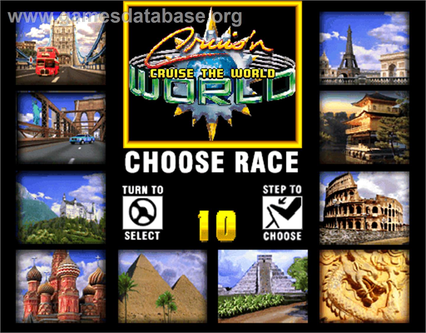 Cruis'n World - Arcade - Artwork - Select Screen