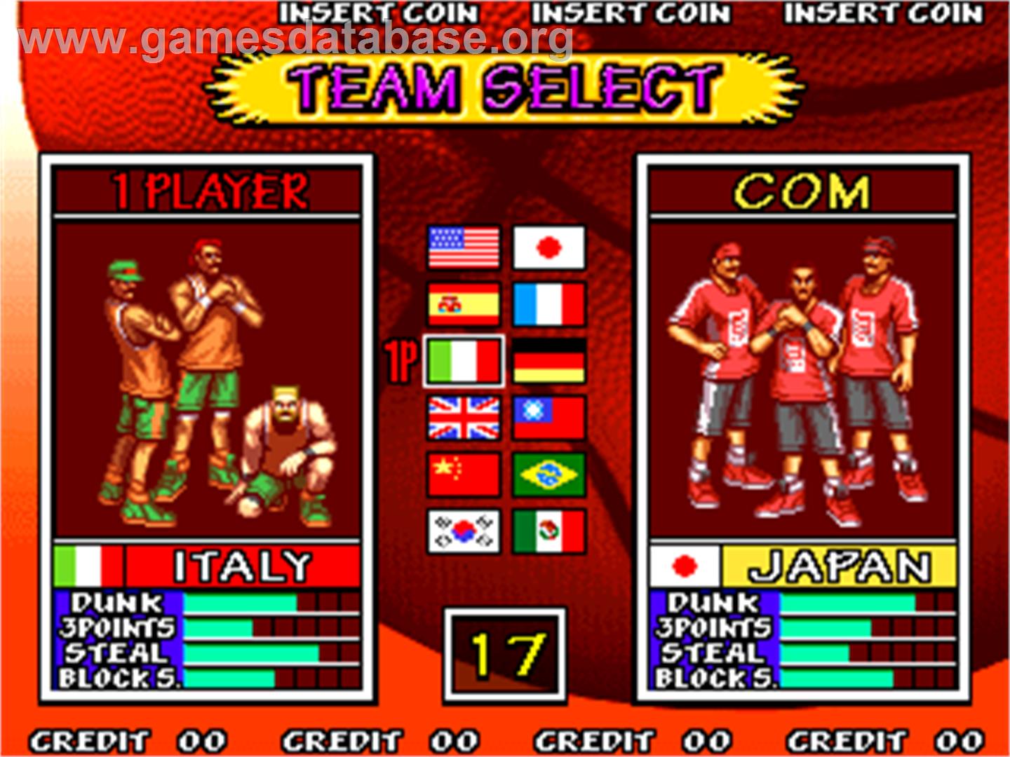 Dunk Dream '95 - Arcade - Artwork - Select Screen