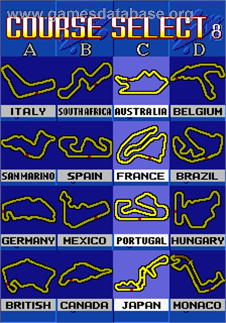 F-1 Grand Prix Part II - Arcade - Artwork - Select Screen