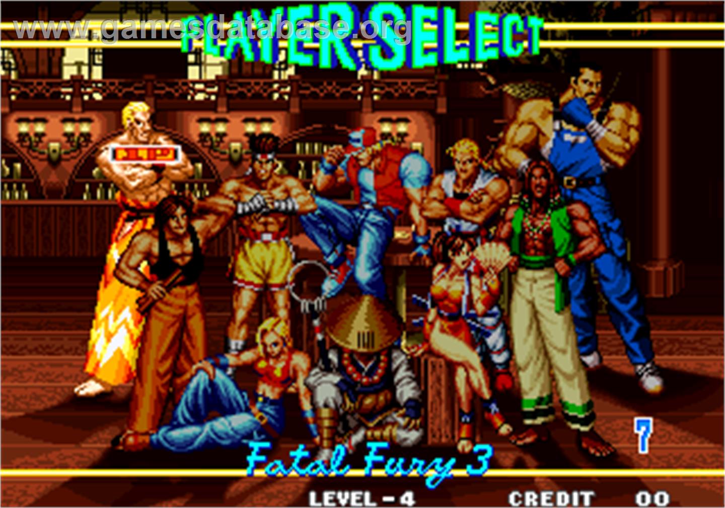 Fatal Fury 3 - Road to the Final Victory / Garou Densetsu 3 - haruka-naru tatakai - Arcade - Artwork - Select Screen