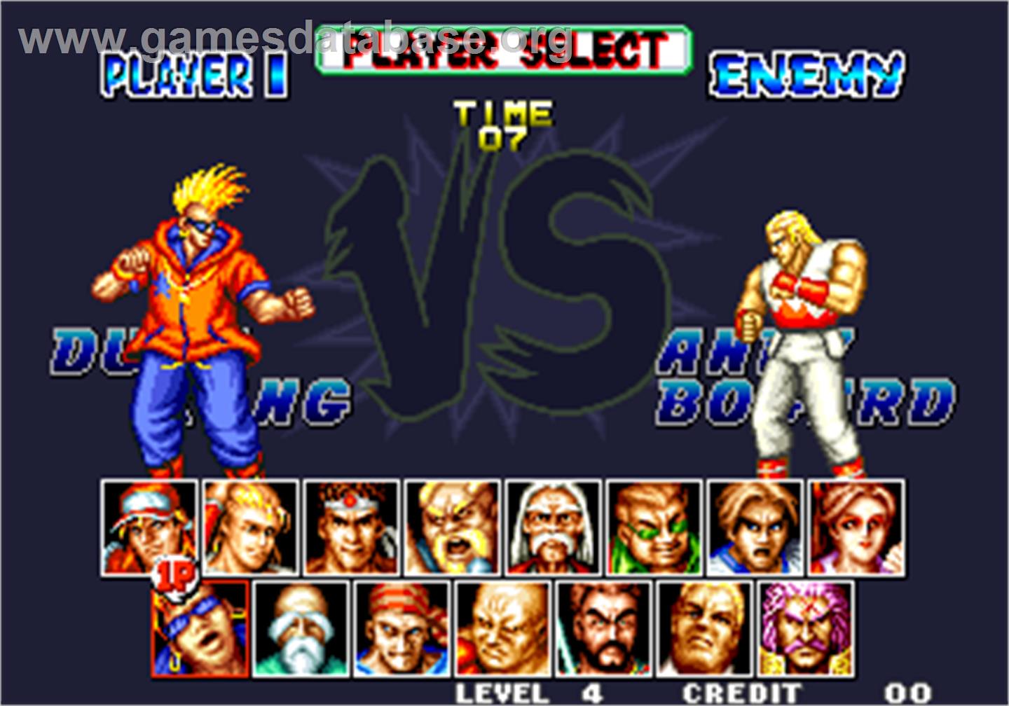 Fatal Fury Special / Garou Densetsu Special - Arcade - Artwork - Select Screen