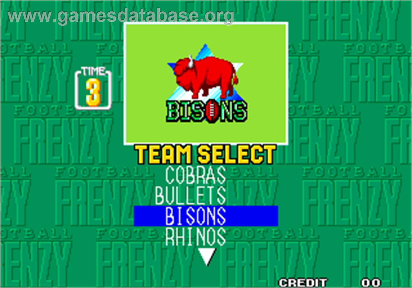 Football Frenzy - Arcade - Artwork - Select Screen