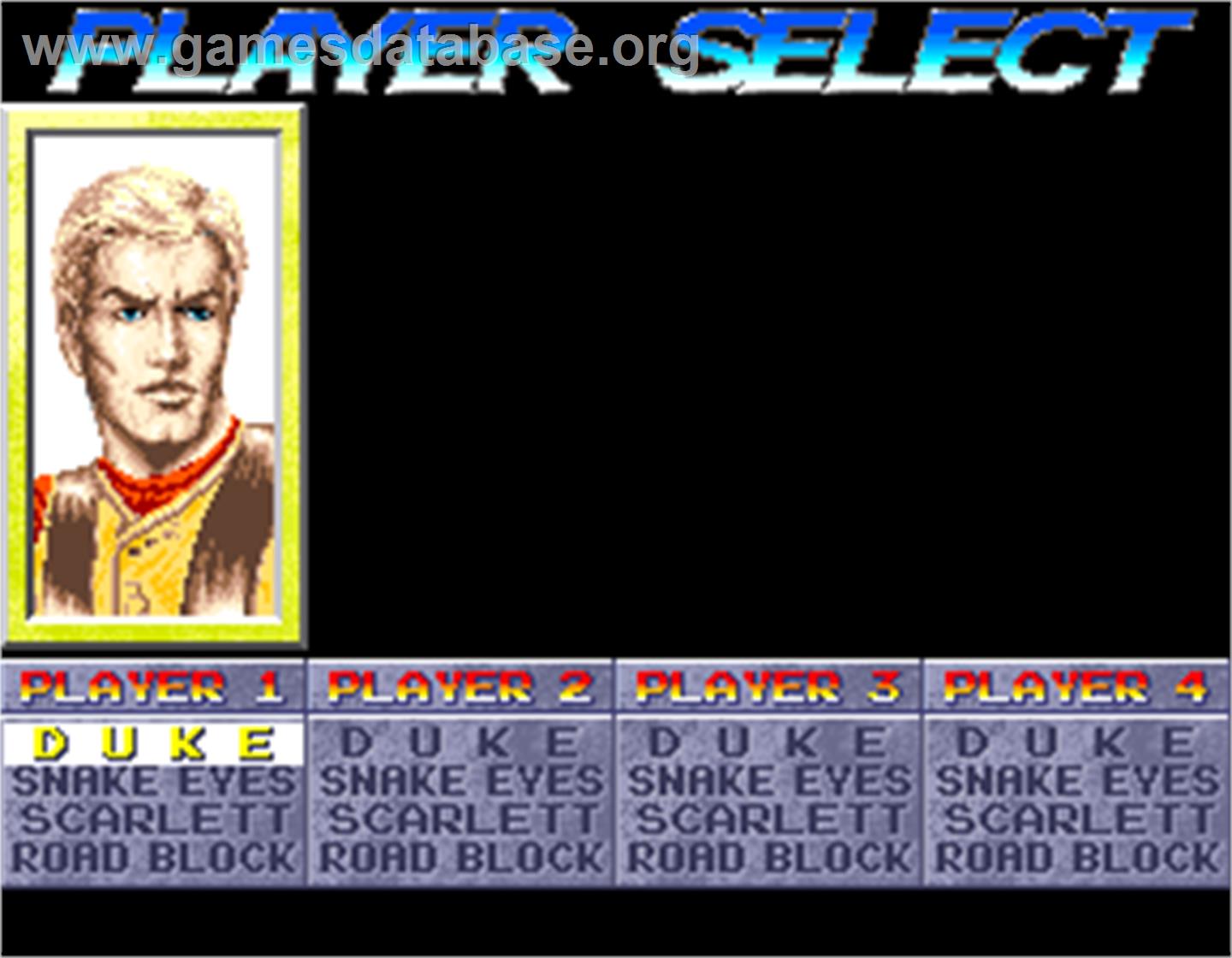 G.I. Joe - Arcade - Artwork - Select Screen