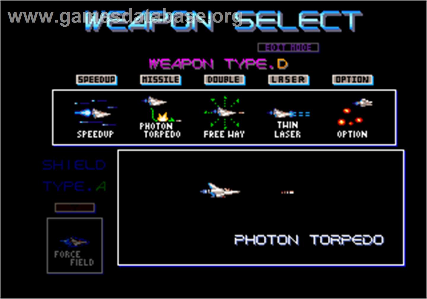 Gradius III - Arcade - Artwork - Select Screen