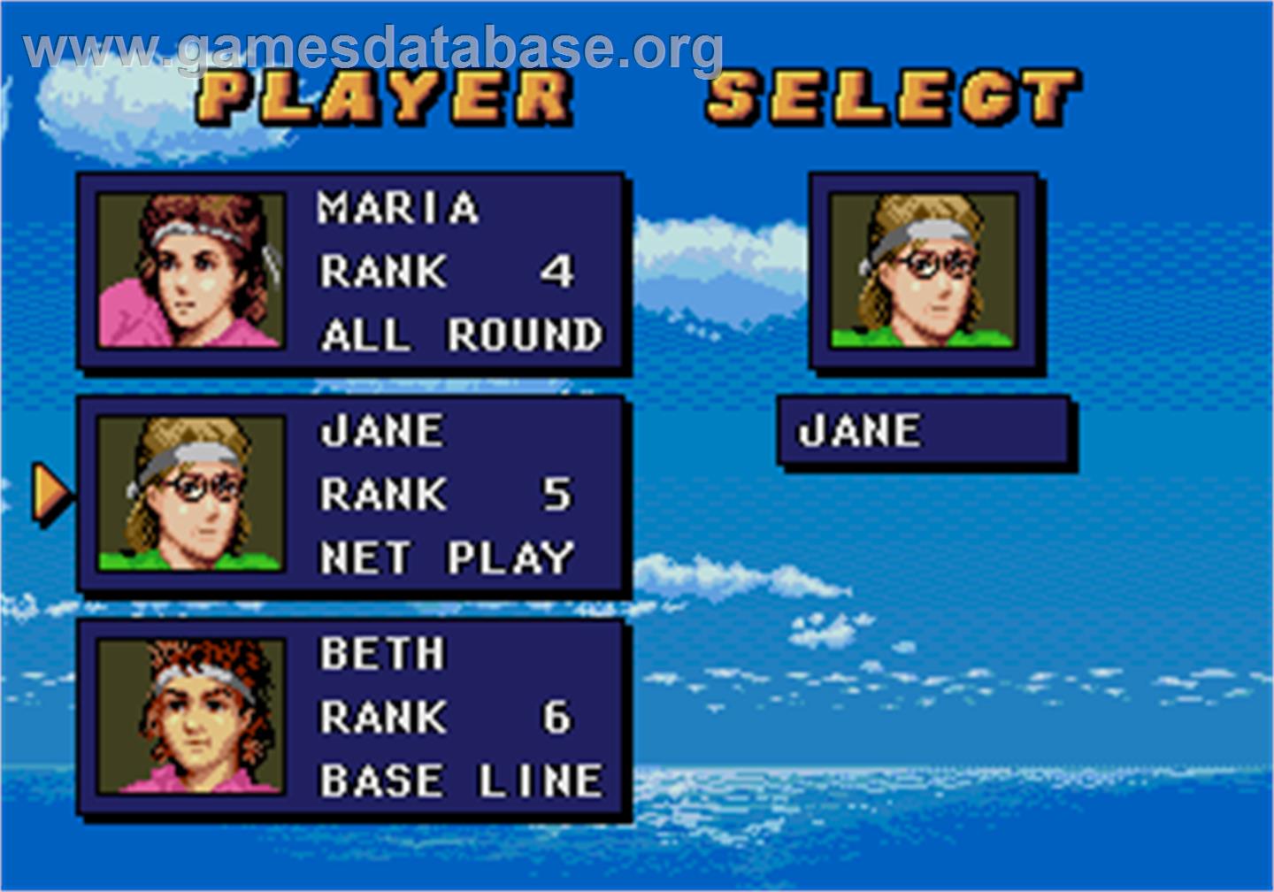 Grand Slam - Arcade - Artwork - Select Screen