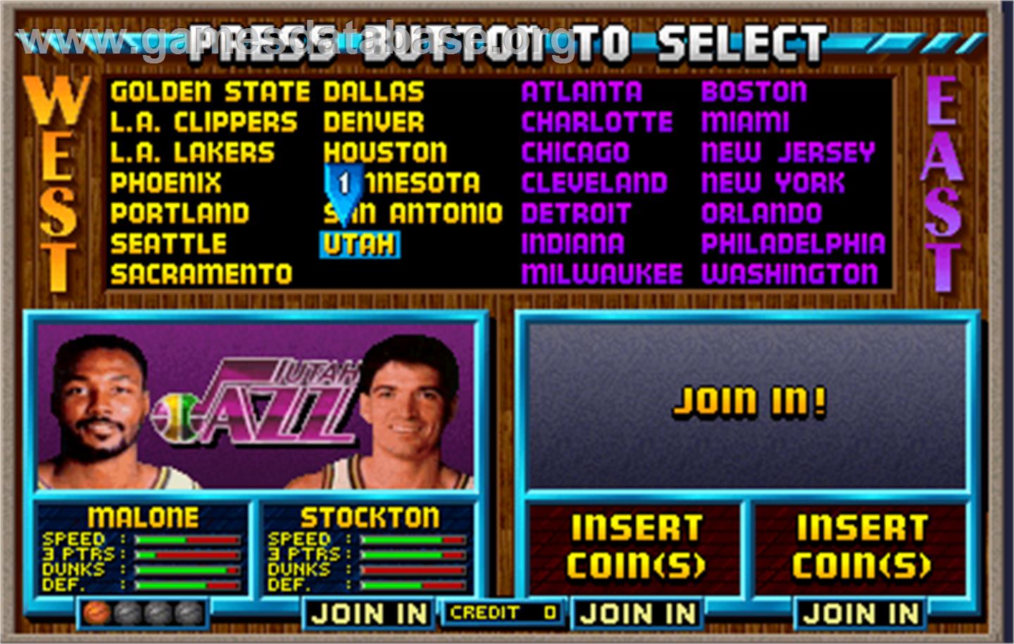 NBA Jam - Arcade - Artwork - Select Screen