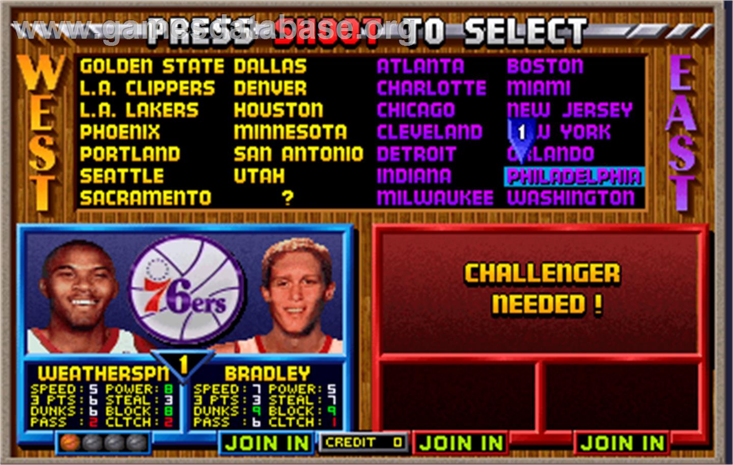 NBA Jam TE - Arcade - Artwork - Select Screen