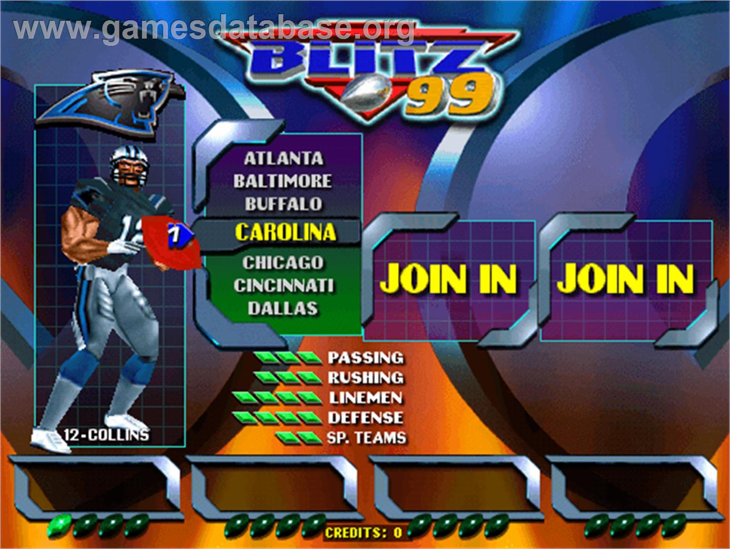 NFL Blitz '99 - Arcade - Artwork - Select Screen