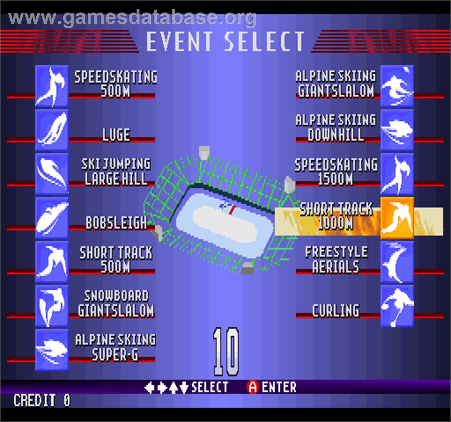 Nagano Winter Olympics '98 - Arcade - Artwork - Select Screen