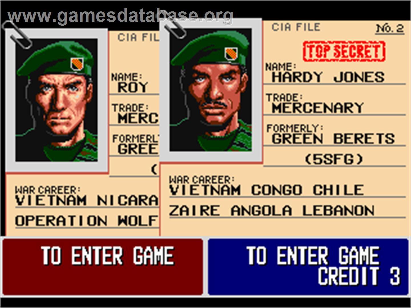 Operation Thunderbolt - Arcade - Artwork - Select Screen