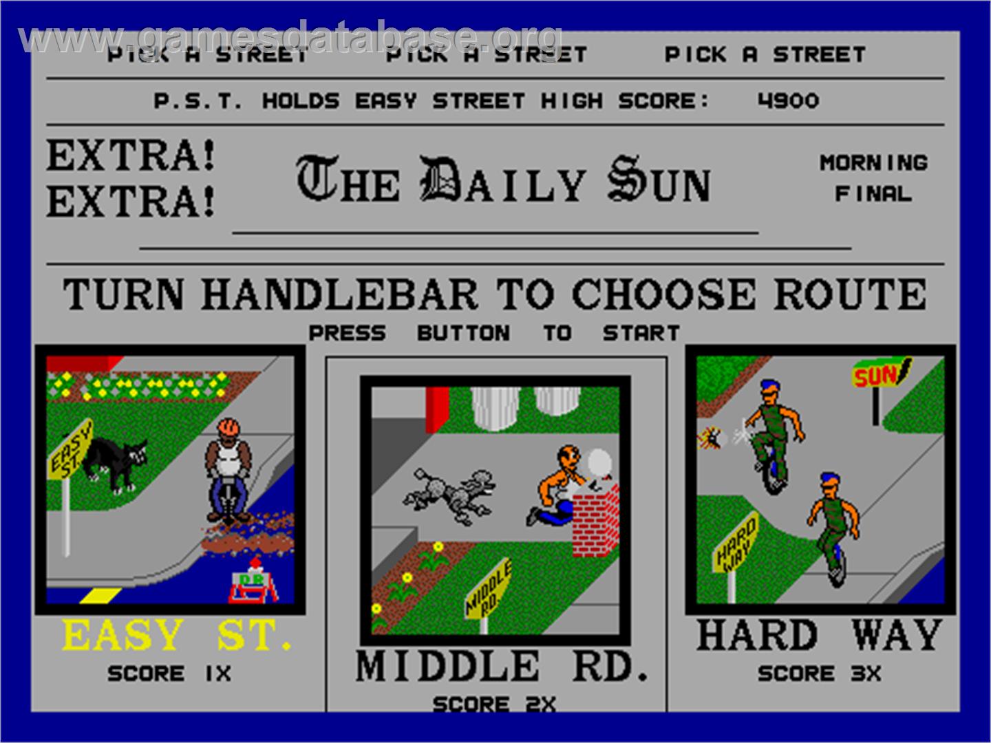 Paperboy - Arcade - Artwork - Select Screen