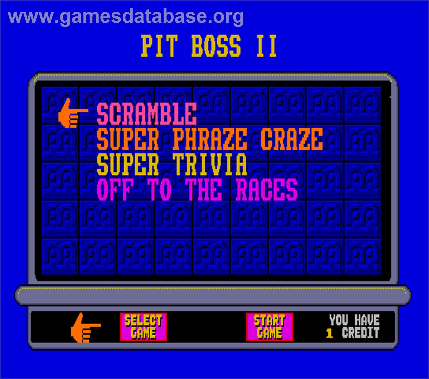 Pit Boss II - Arcade - Artwork - Select Screen