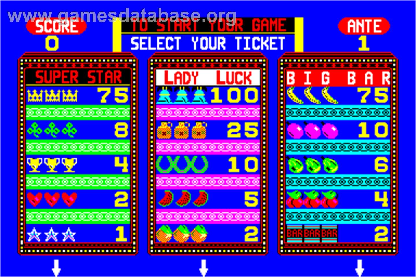 Pull Tabs - Arcade - Artwork - Select Screen