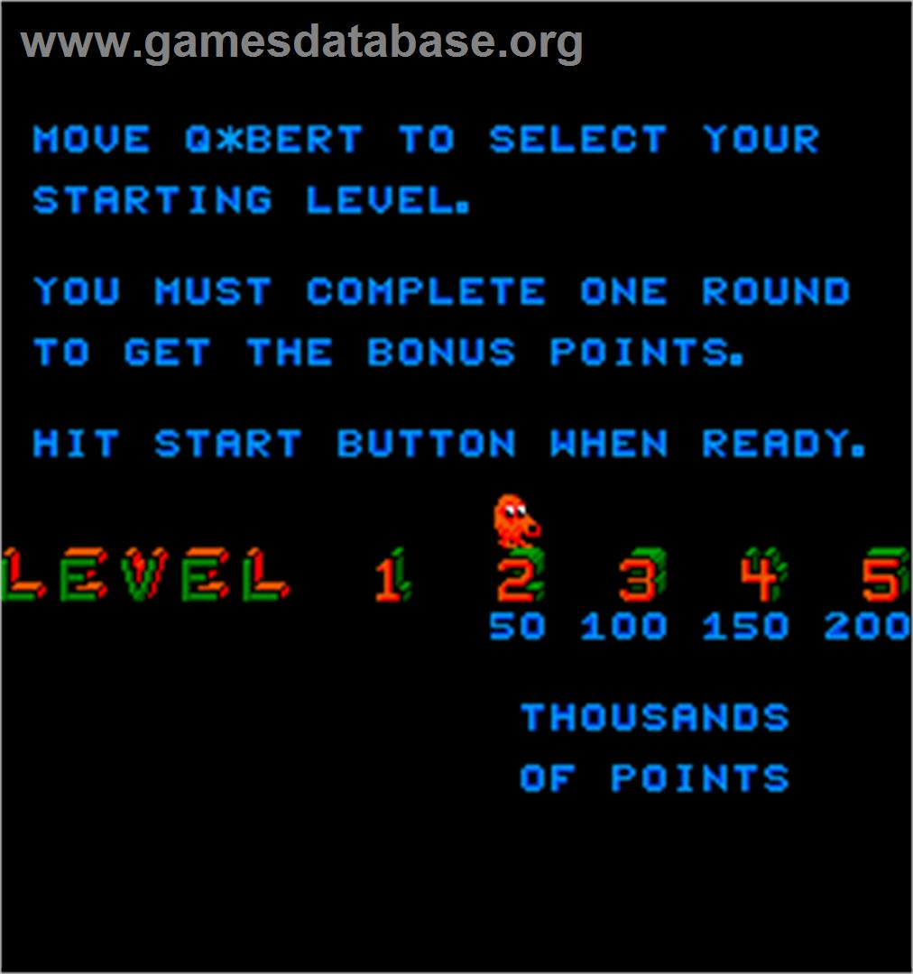 Q*bert's Qubes - Arcade - Artwork - Select Screen