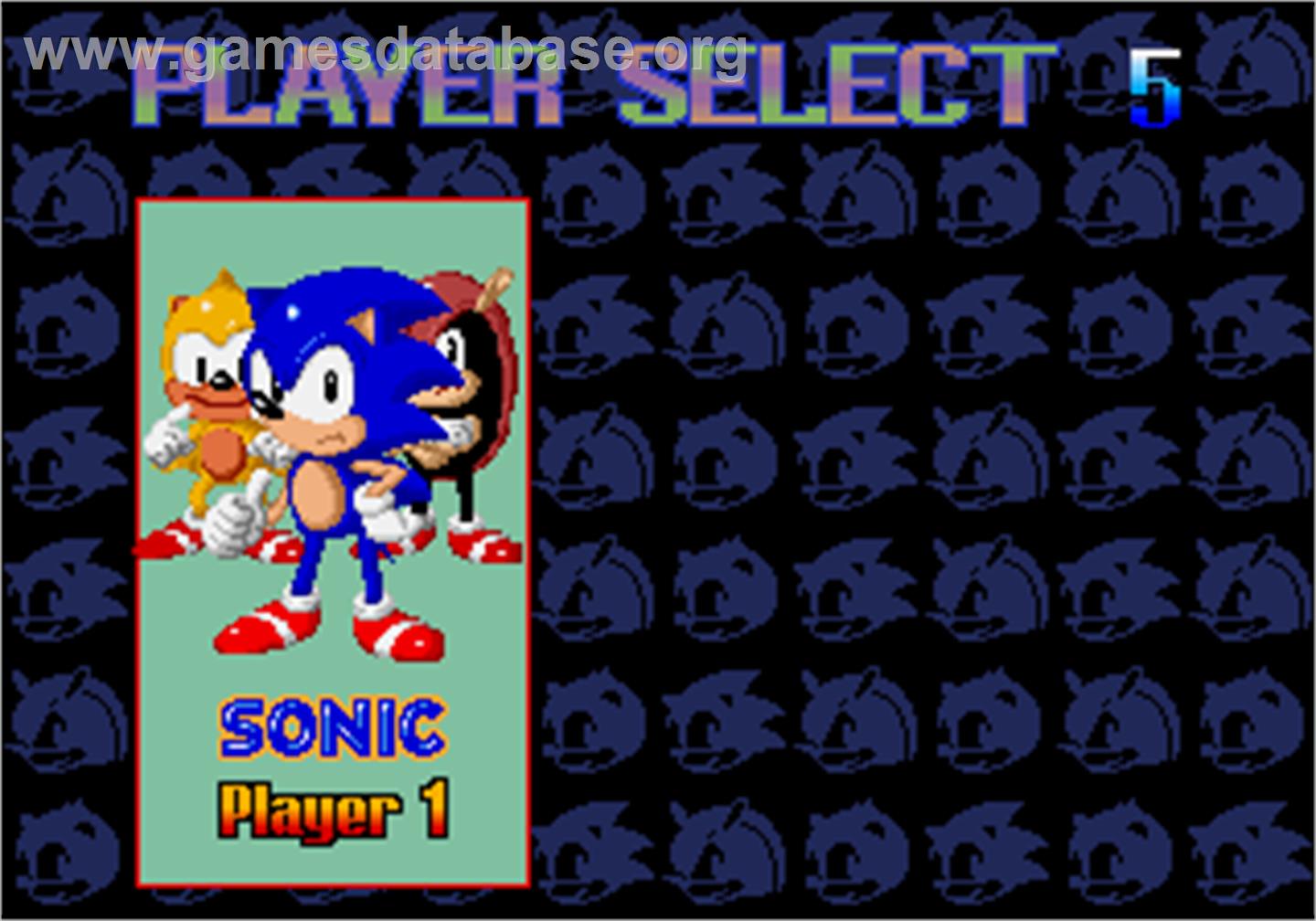 SegaSonic The Hedgehog - Arcade - Artwork - Select Screen