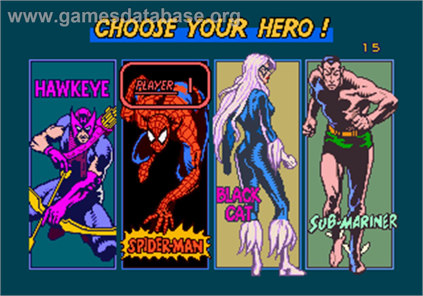 Spider-Man: The Videogame - Arcade - Artwork - Select Screen