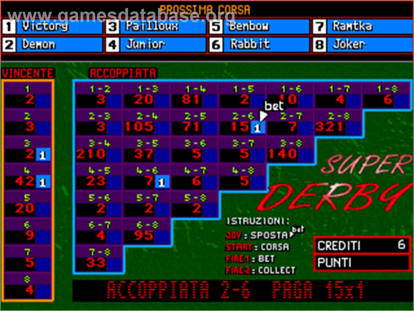 Super Derby - Arcade - Artwork - Select Screen