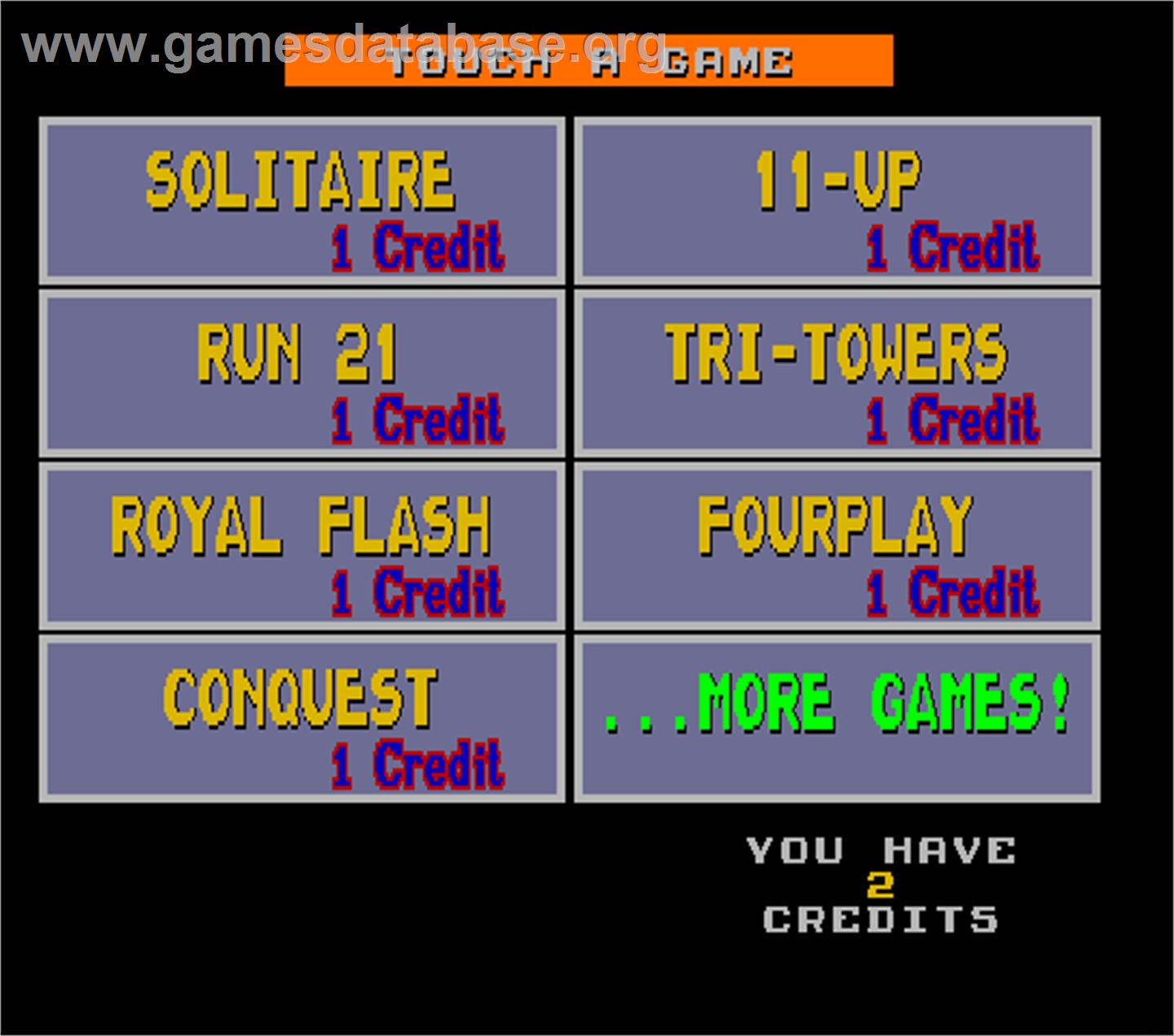 Super Megatouch IV Tournament Edition - Arcade - Artwork - Select Screen
