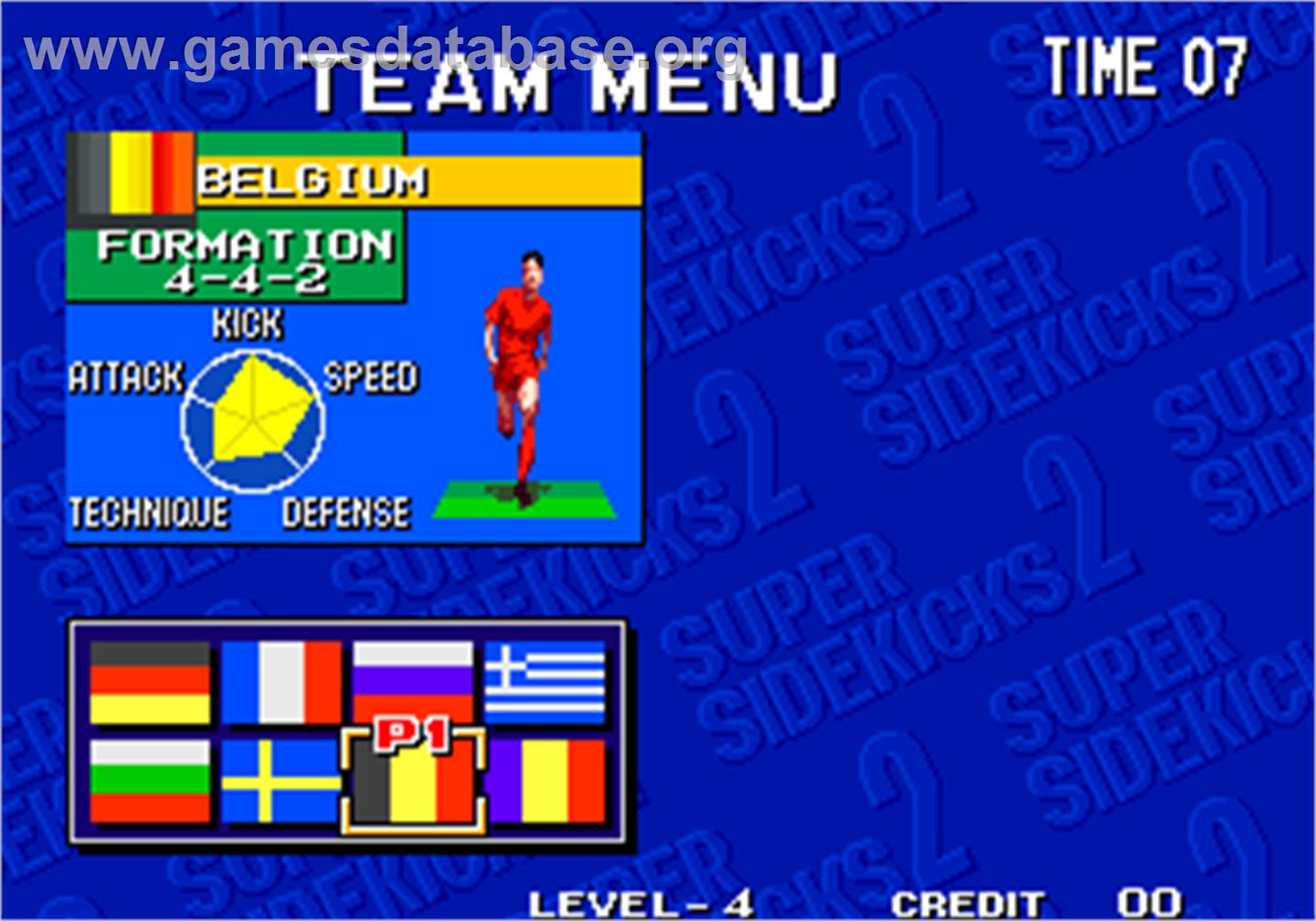 Super Sidekicks 2 - The World Championship / Tokuten Ou 2 - real fight football - Arcade - Artwork - Select Screen