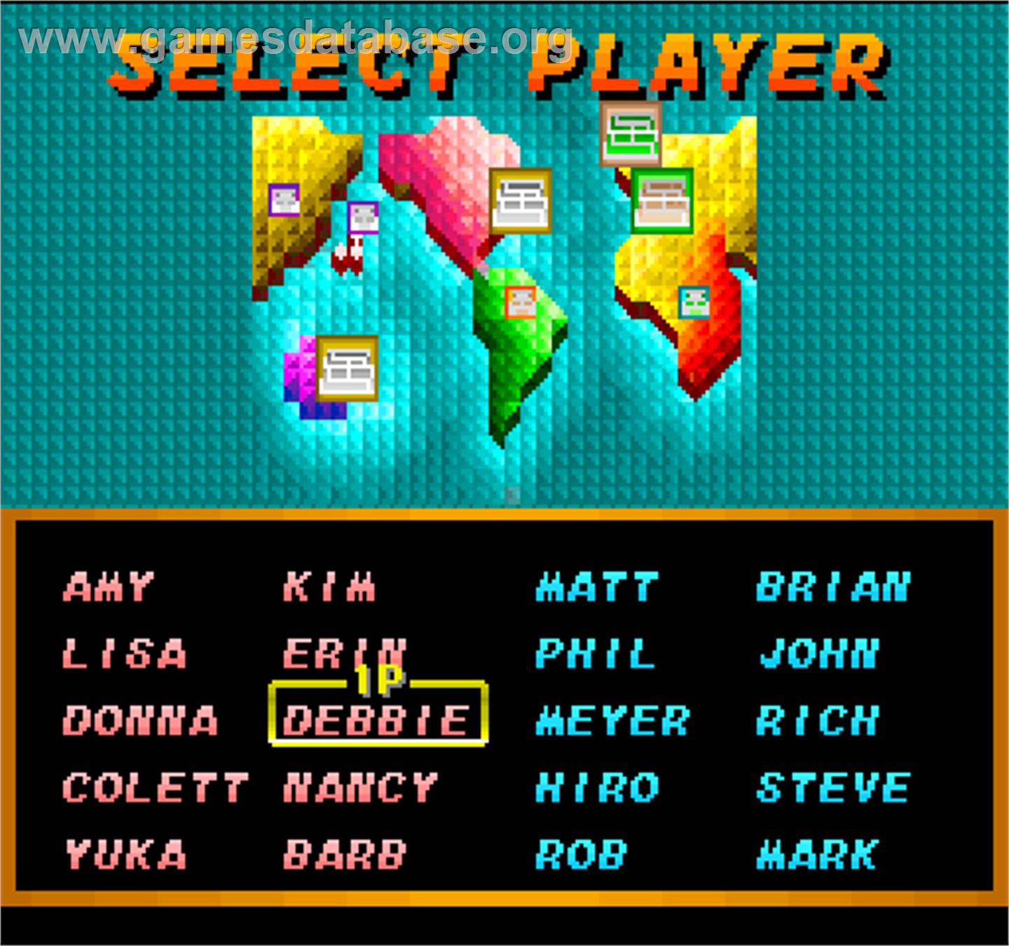 Super Tennis - Arcade - Artwork - Select Screen