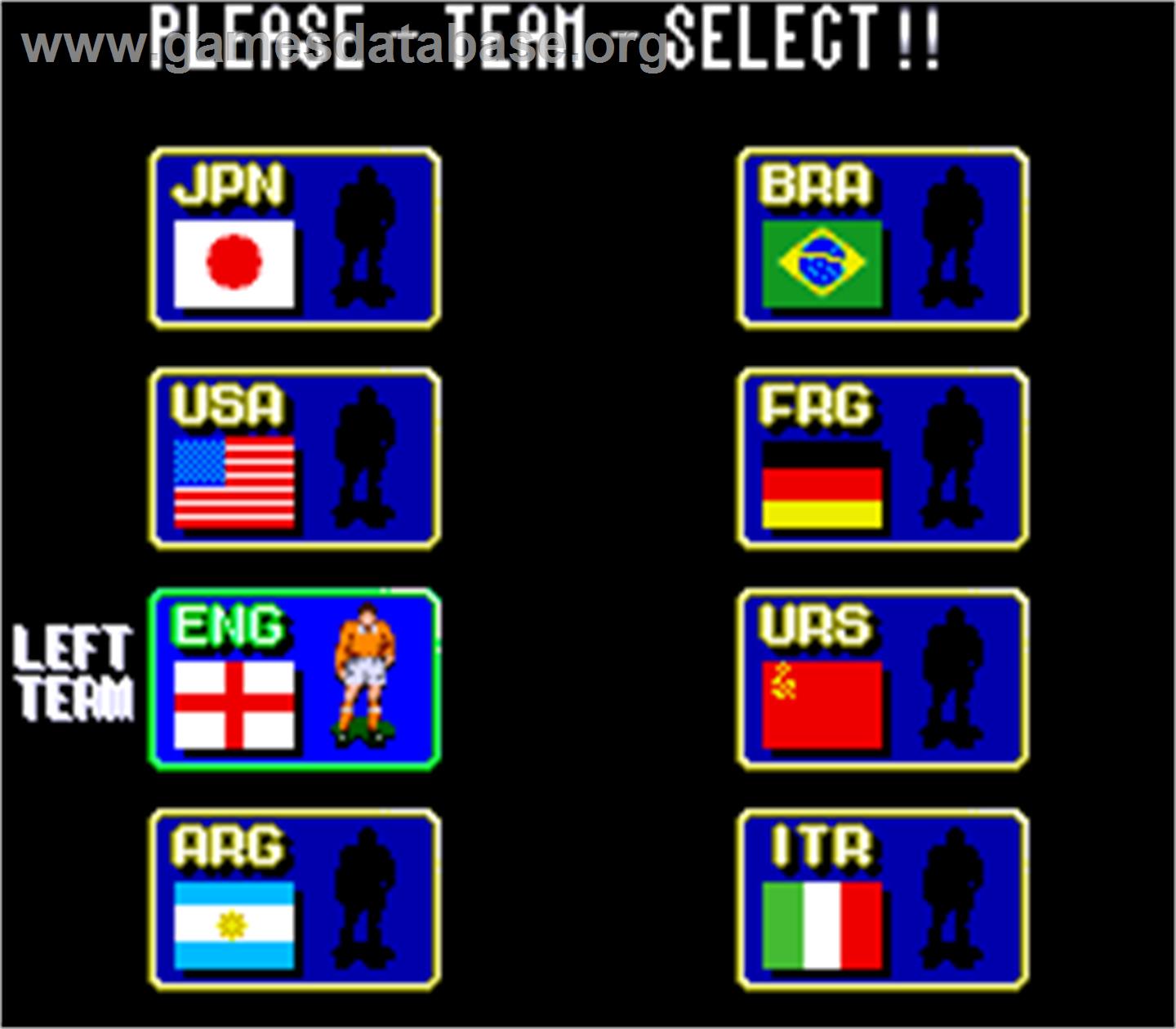 Tecmo World Cup '90 - Arcade - Artwork - Select Screen