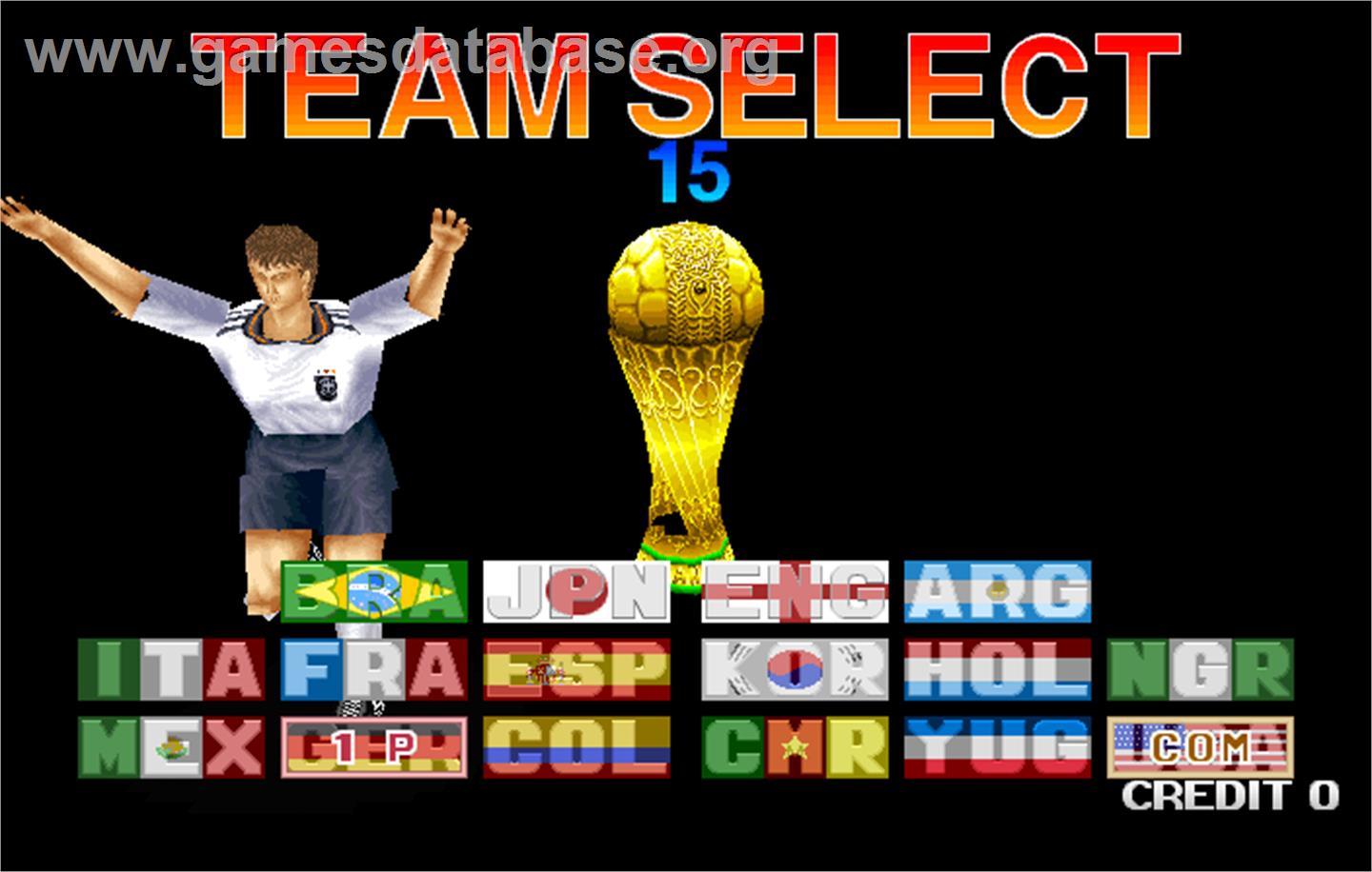 Tecmo World Cup '98 - Arcade - Artwork - Select Screen
