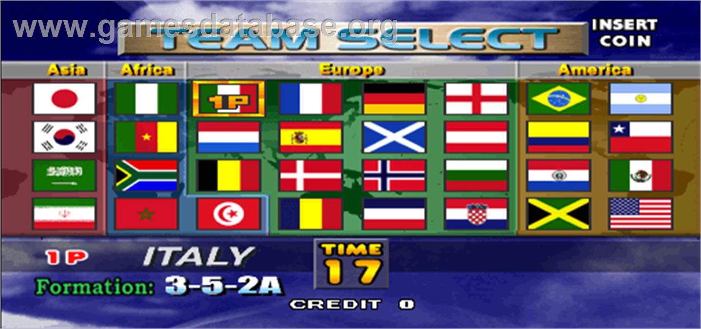 Tecmo World Cup Millennium - Arcade - Artwork - Select Screen