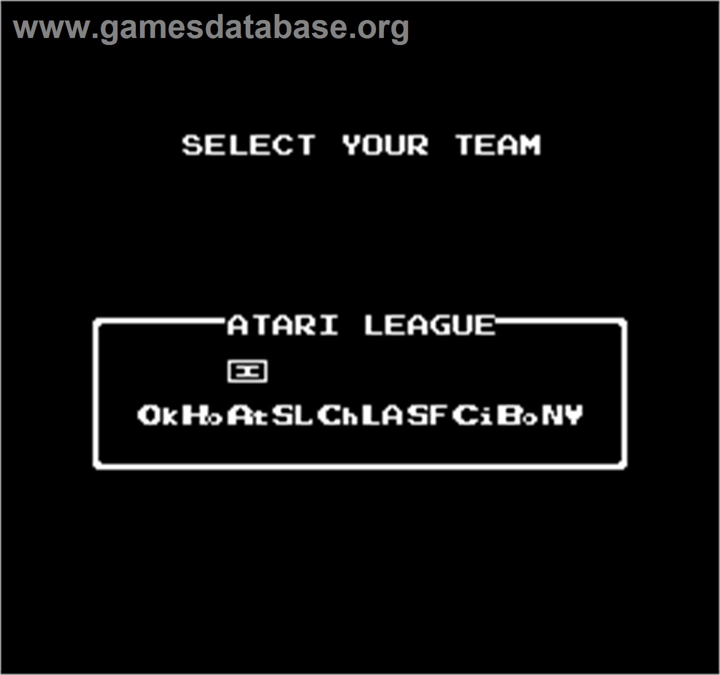 Vs. Atari R.B.I. Baseball - Arcade - Artwork - Select Screen