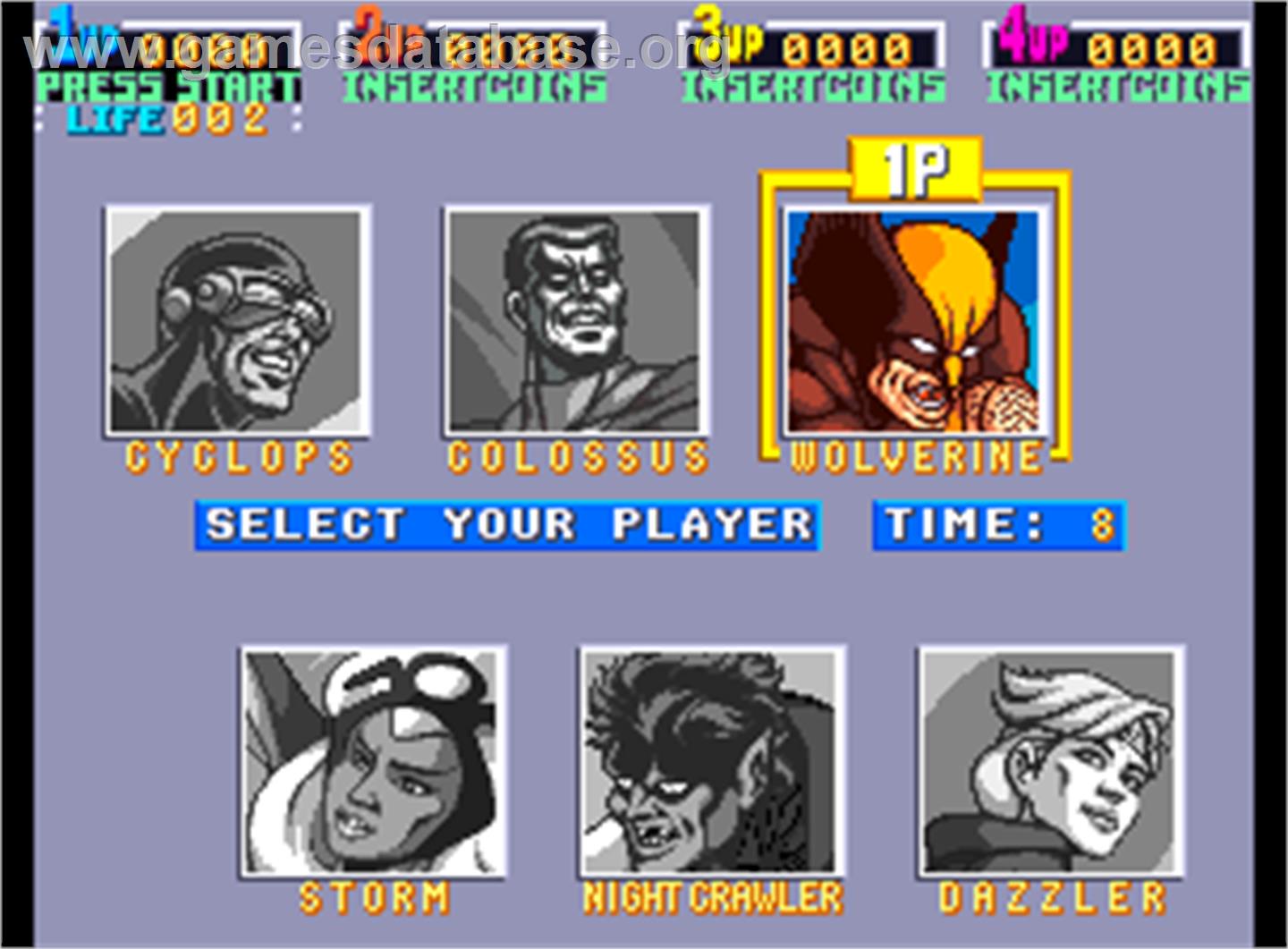 X-Men - Arcade - Artwork - Select Screen