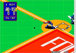 In game image of 2020 Super Baseball on the Arcade.