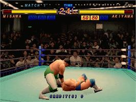 In game image of All Japan Pro-Wrestling Featuring Virtua on the Arcade.