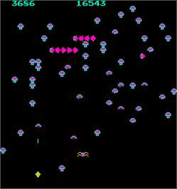 In game image of Centipede on the Arcade.
