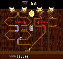 In game image of Chicken Shift on the Arcade.