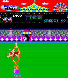 In game image of Circus Charlie on the Arcade.