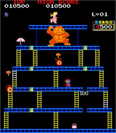 In game image of Crazy Kong Part II on the Arcade.