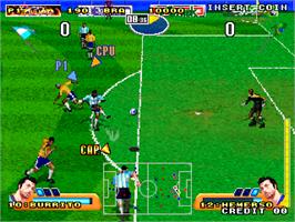 In game image of Evolution Soccer on the Arcade.