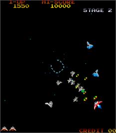 In game image of Gyruss on the Arcade.