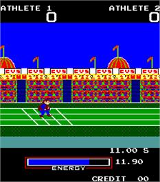 In game image of Herbie at the Olympics on the Arcade.
