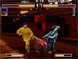 In game image of Jackie Chan in Fists of Fire on the Arcade.