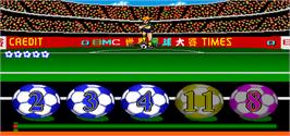 In game image of King of Football on the Arcade.