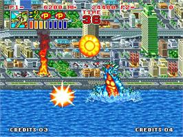 In game image of King of the Monsters 2 - The Next Thing on the Arcade.