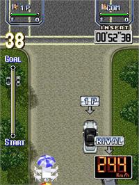 In game image of Lethal Crash Race / Bakuretsu Crash Race on the Arcade.