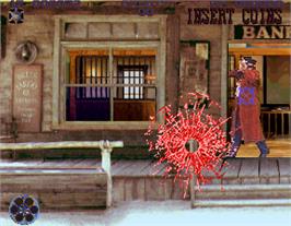 In game image of Lethal Enforcers II: Gun Fighters on the Arcade.