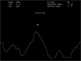 In game image of Lunar Lander on the Arcade.