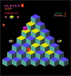 In game image of Mello Yello Q*bert on the Arcade.