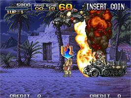 In game image of Metal Slug X - Super Vehicle-001 on the Arcade.