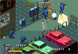 In game image of Michael Jackson's Moonwalker on the Arcade.