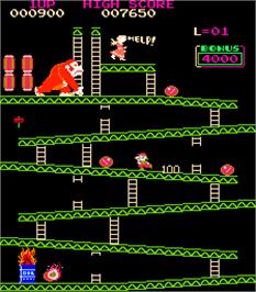 In game image of Monkey Donkey on the Arcade.