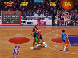 In game image of NBA Jam on the Arcade.